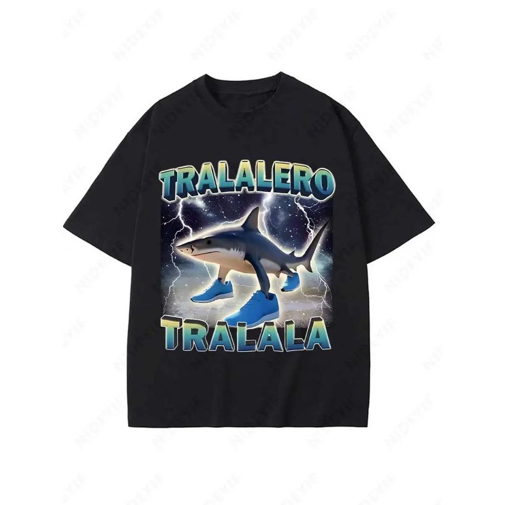 Tralalero Tralala Funny Shark Meme T-shirt Gifts Women's Fashion Gothic Vintage T-shirts Casual T Shirt Short Sleeved