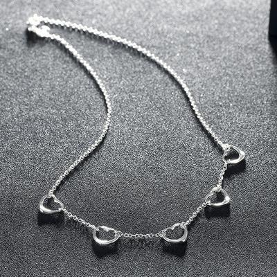 Collana girocollo in argento 925 con cuore e catena per regalo di accessori per gioielli di moda da donna