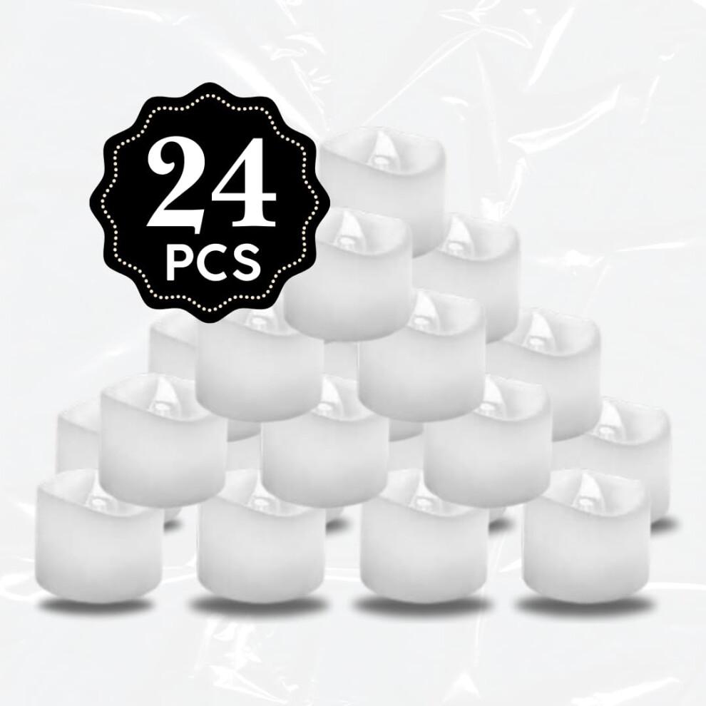 GrassVillage Pack of 24 Realistic and Bright Led Candle Lights In Wave Design, 3 Cm X 3 Cm Tall, Flameless Tea Light Candles, Electric Fake Candle In