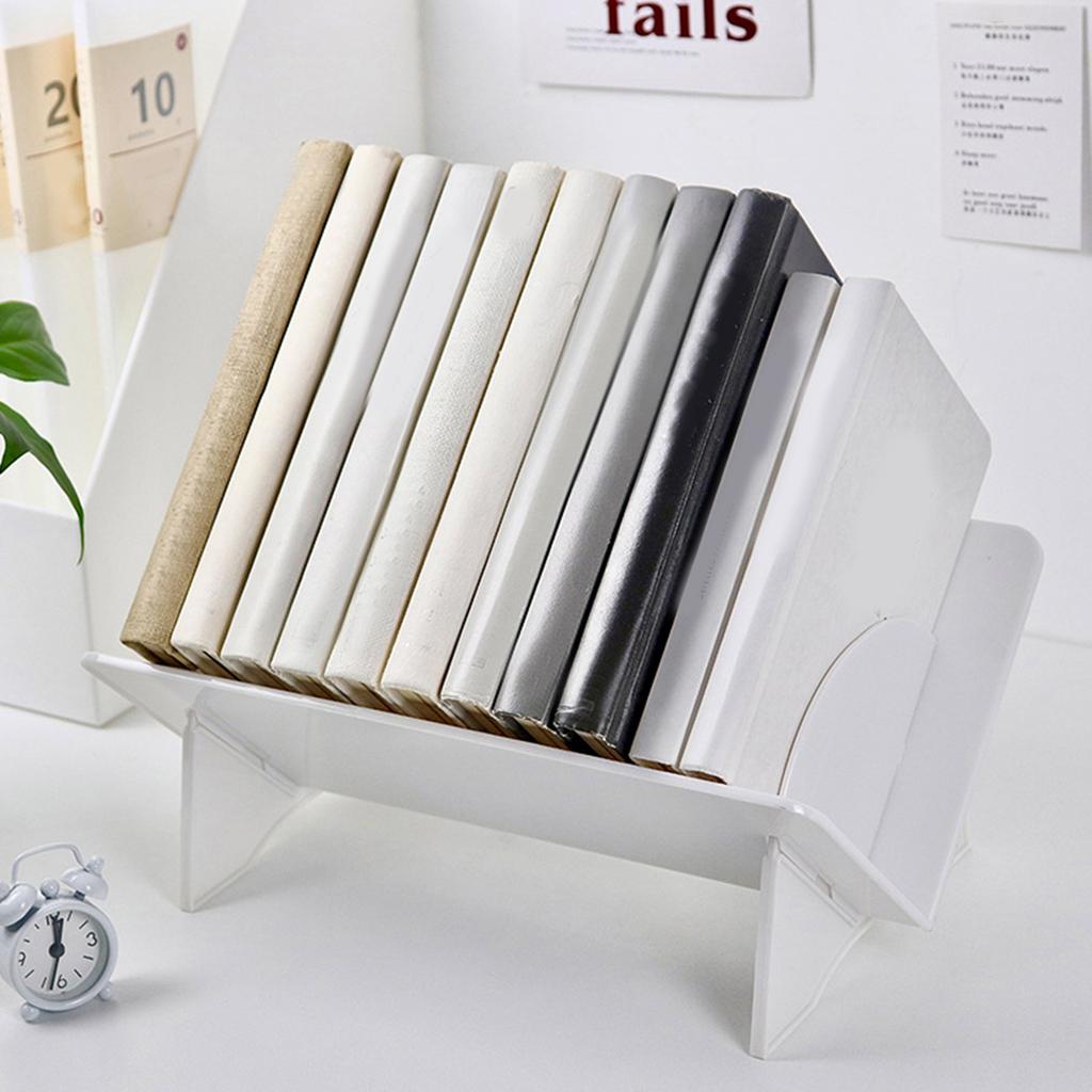Desktop Small Bookshelf Simple Large Capacity Plastic Tilted Desk Book Storage Rack for Home