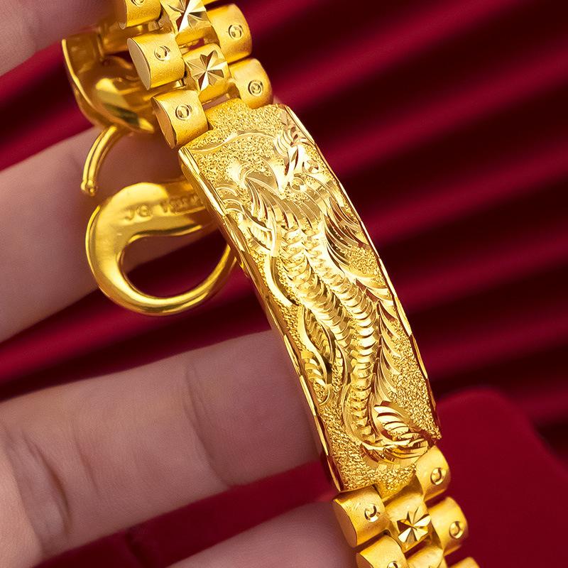Luxury 24K 9999 Pure Gold Real Gold Dragon Bracelet Men's Large Bracelet