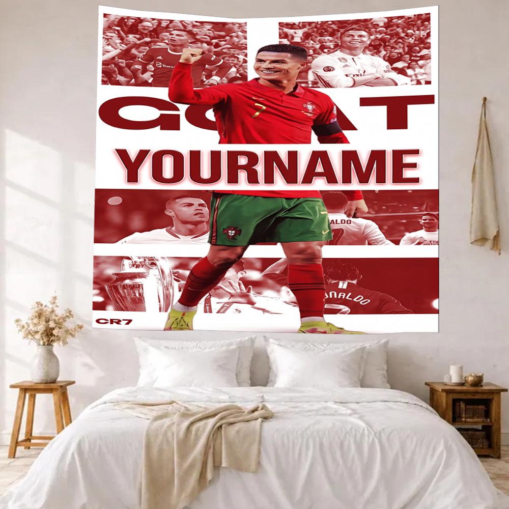 Cristiano Ronaldo Custom Your Name Wall Decor Tapestry Art For Pet Memorial Birthdaywedding Party Backdrop Family Gift