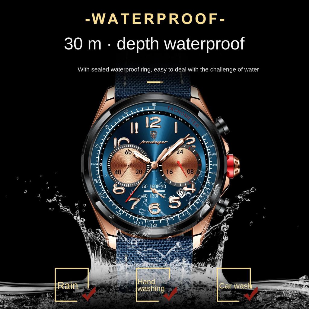 Luxury Watch Men Quartz Nylon Leather Strap Man Wristwatch Waterproof Luminous Chronograph Date Men's Watches
