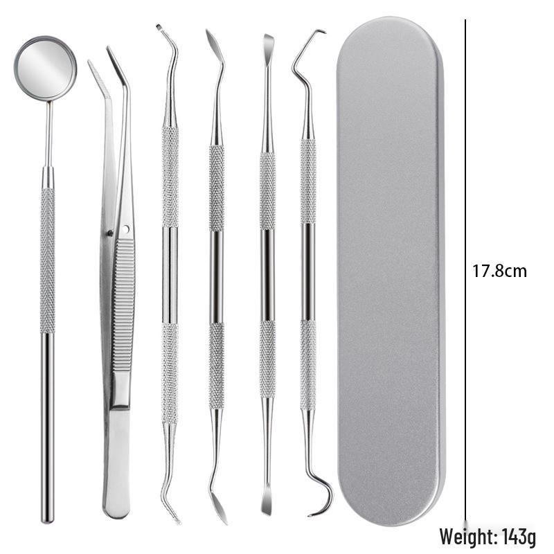 Stainless Steel Dental Tool Set: U-Shaped Tongue Scraper, Oral Mirror, and Tartar Remover