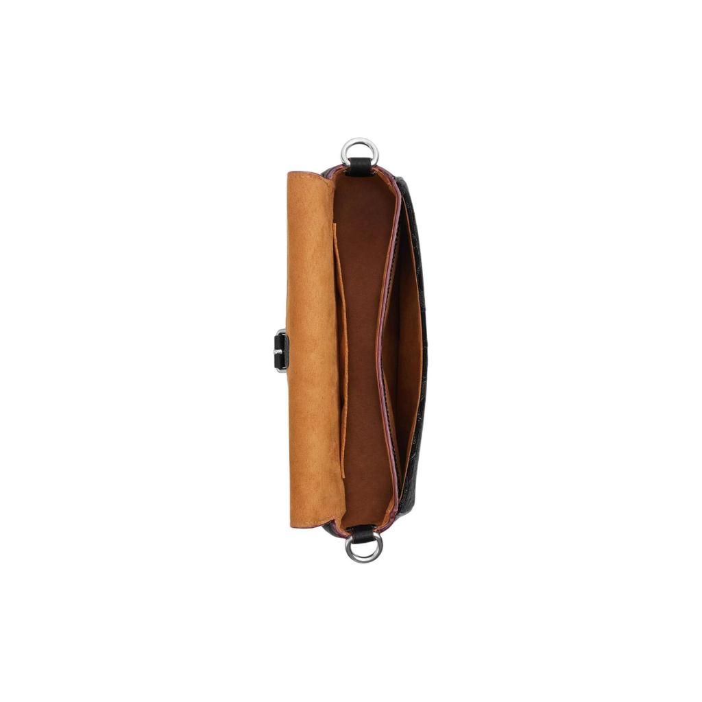 Coach Amelia 24 Snap Internal Multi-Functional Pocket Signature Denim Medium Shoulder Crossbody Bag Women bags Silver Black CQ185-SVBK