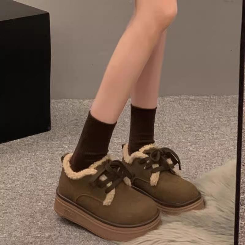 Cotton shoes women's winter new popular retro fashion velvet warm small thick-soled casual snow boots