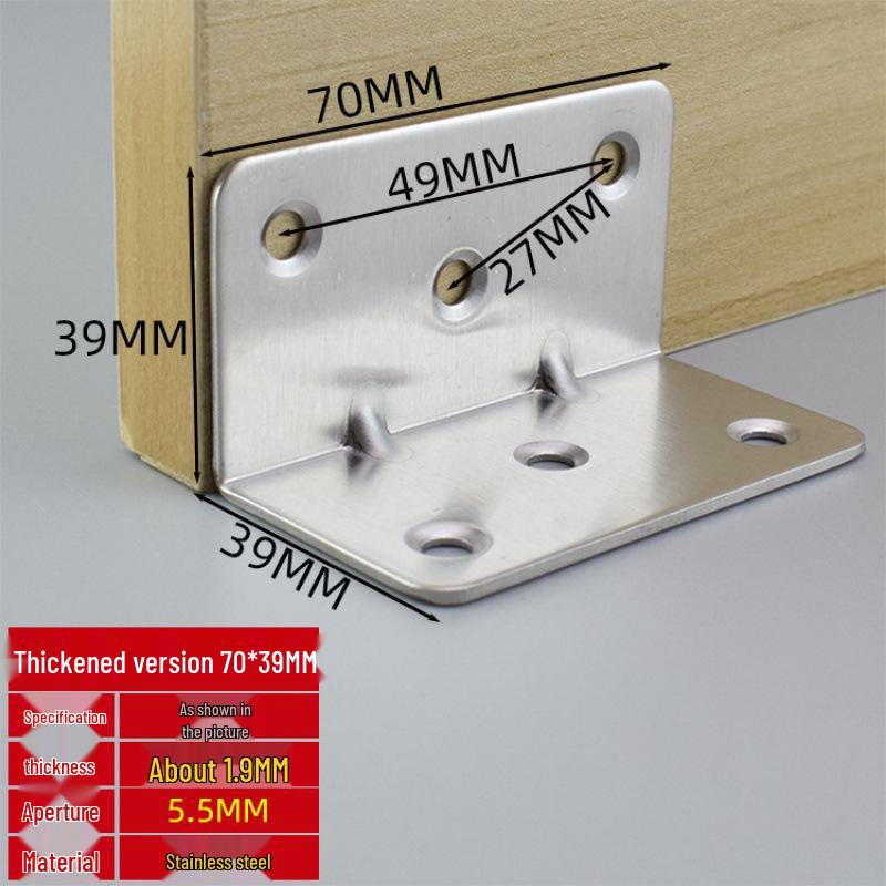 Thick Stainless Steel 90° Angle Bracket for Furniture Fastening