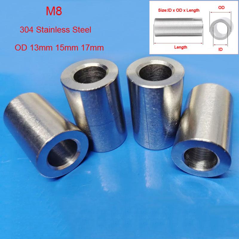 Beicai M8 304 Stainless Steel Bushing Washer Metal Gasket Round Hollow Unthreaded Standoff Spacer Sleeve Od 13mm 15mm 17mm