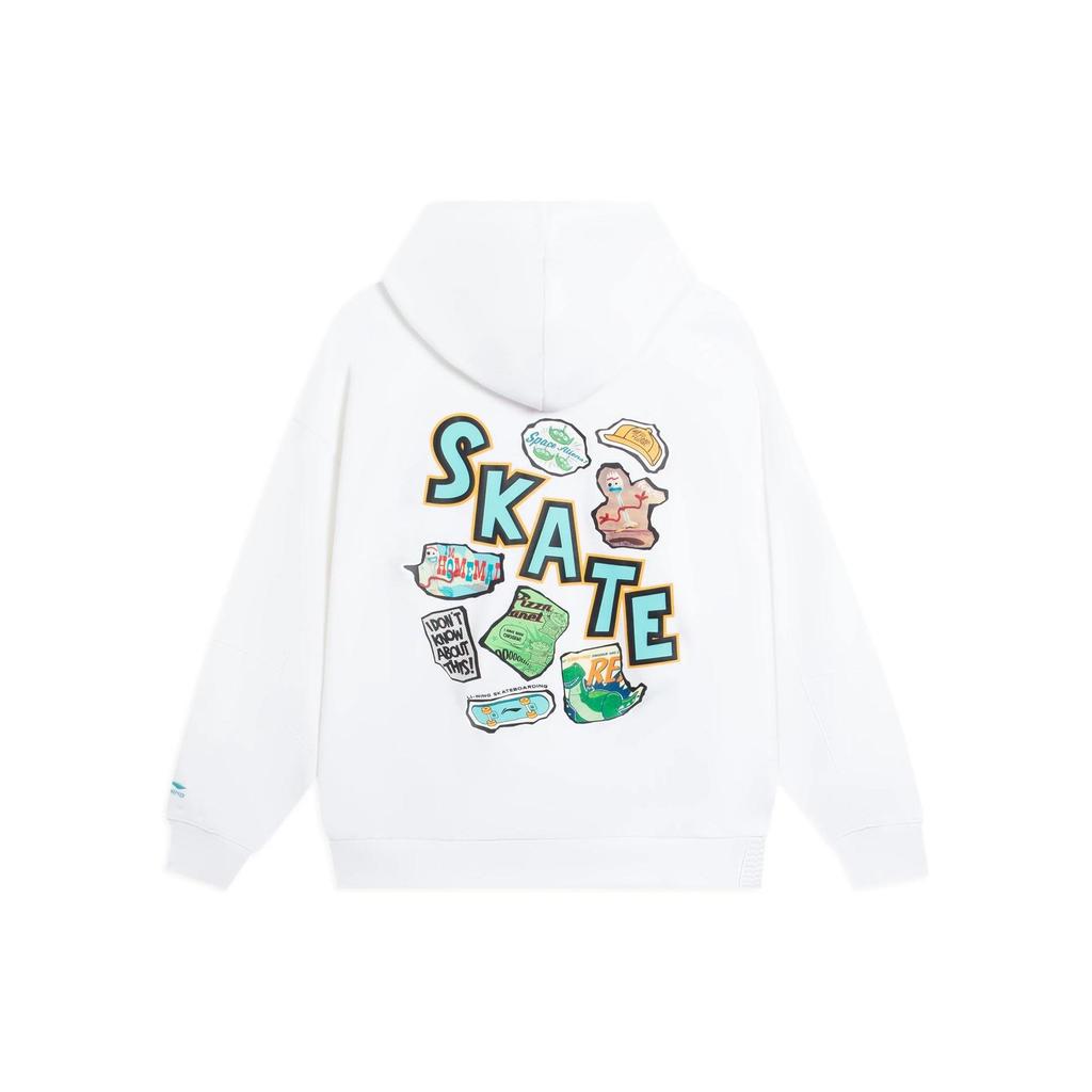 Li-Ning X Disney Toy Story Cartoon Character Patch Loose Hoodie Long Sleeve Sweatshirt Unisex Tops White AWDS579-2