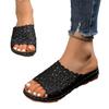 Women's Wide Width Floral Hollow Out Slides - Low Wedge Mule Sandals for Summer, Minimalist Casual Slides