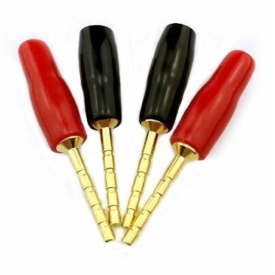 Klinkenstecker Set AUDIO Kleiner Lautsprecheranschluss Klinkenstecker Innen Gold mit Gerade - 4WYVERN Druckstecker, Set, 3,18 mm Durchmesser, Vergoldet, Kappen!