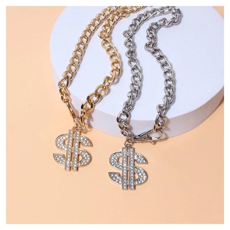 43cm Luxus Hunde Gold Halskette Dollars Metall Kette Halsband Haustierzubehör Hundezubehör