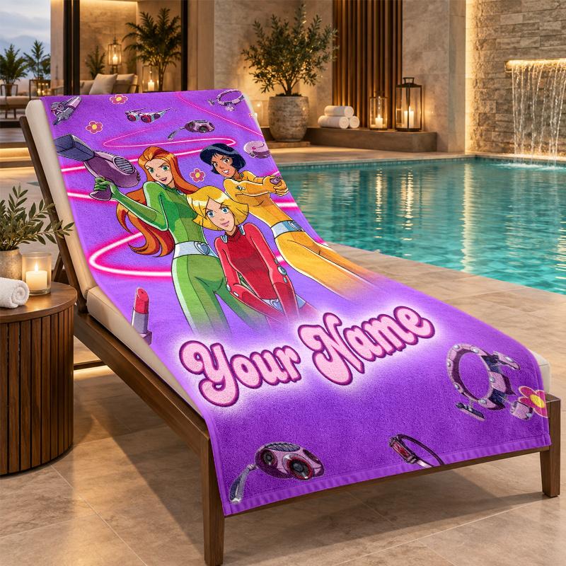 Custom Name Totally Spies Beach Towel Personalized Text Soft Towel Swimming Travel Bath Gift