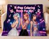 K-Pop Girls Print Throw Blanket, Soft Warm Blanket for Bedroom Living Room Sofa, Kawaii Anime Style Home Decor Gift