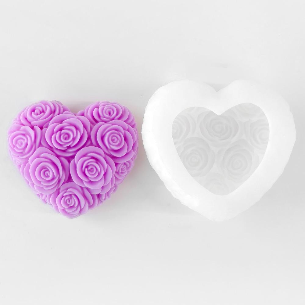 3D Aromatherapy Candle Mold Heart Shape Rose Resin Mold New Plaster Mold  Home Decor