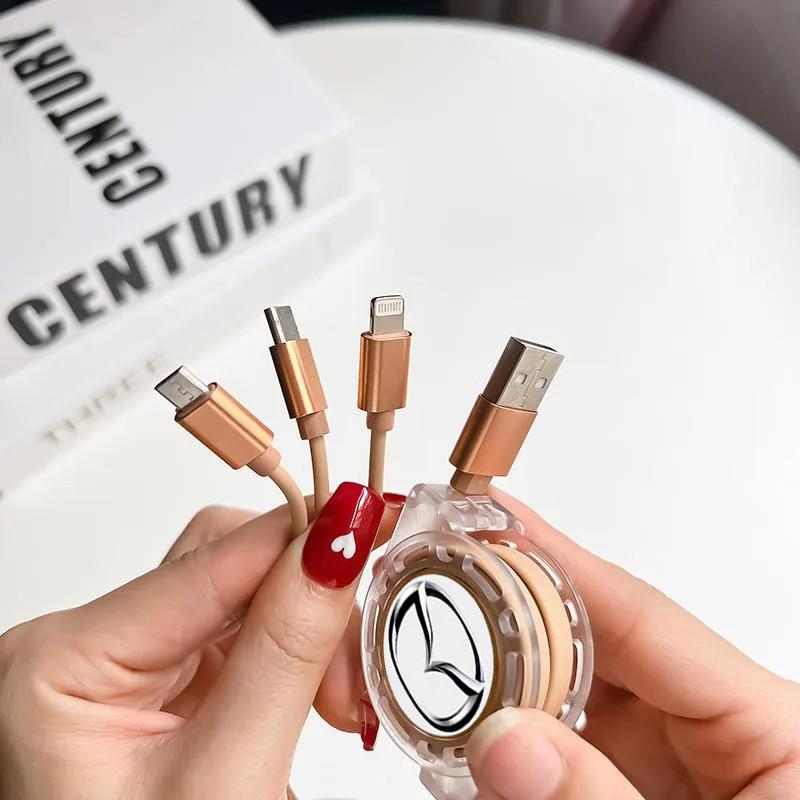 3 In 1 Micro USB Type C Charging Cable Multi Charger Retractable Charger For Mazda 2 Mazda 3 MS Mazda 6 CX-5 CX3 KJS6