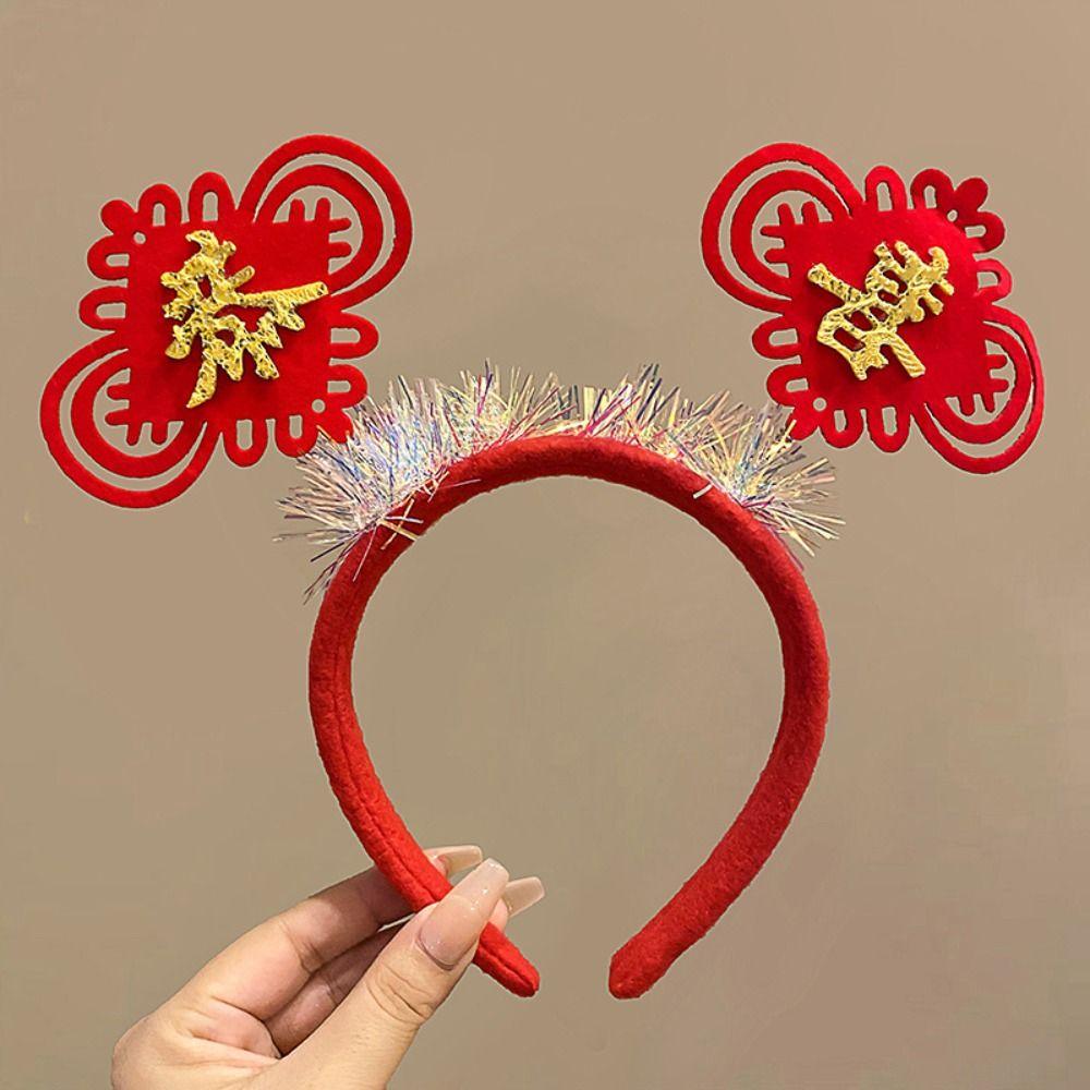 Cartoon 2024 Happy New Year Headband Red Hairband New Year Headdress Lovely Dragon Headband  Girl