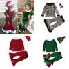 Christmas Unisex Children Long Sleeved Top Flared Pants Hat Sets Costume Makeup