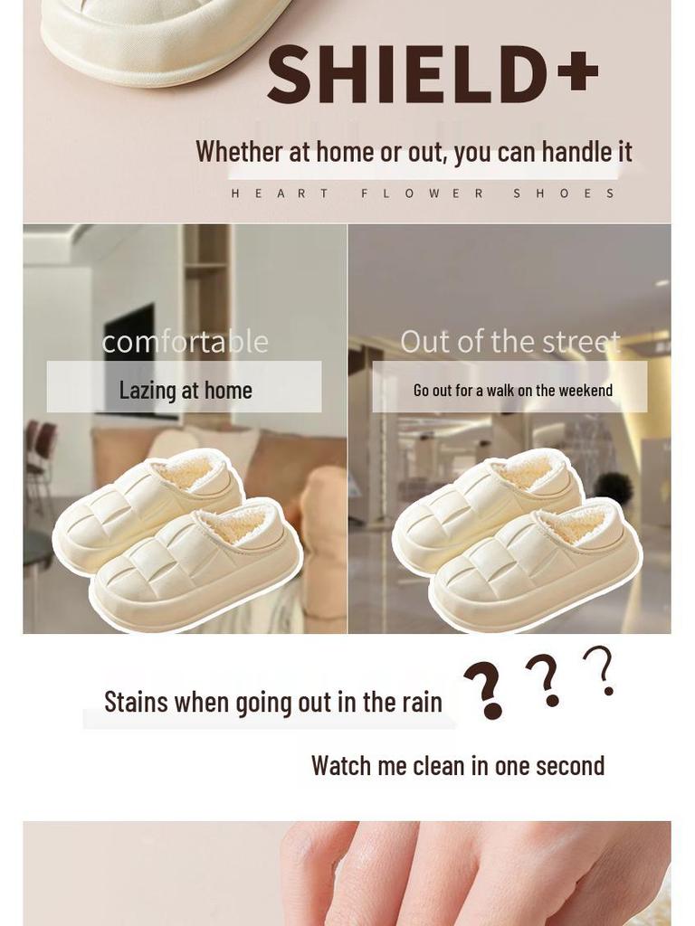 Winter Thick Sole Cotton Slippers, Indoor/Outdoor Unisex Warm Home Shoes