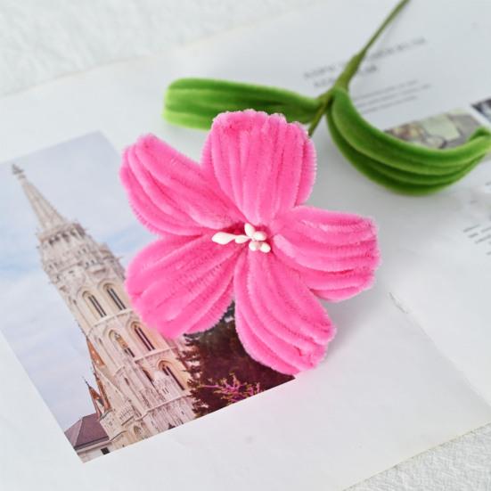 Handgefertigte Pfeifenreiniger Blumen Bastelarbeiten Künstliche Chenille-Stiele Lilienblume für Party Büro Heimdekoration Ewige Blume Geschenk für Valentinstag Geburtstag