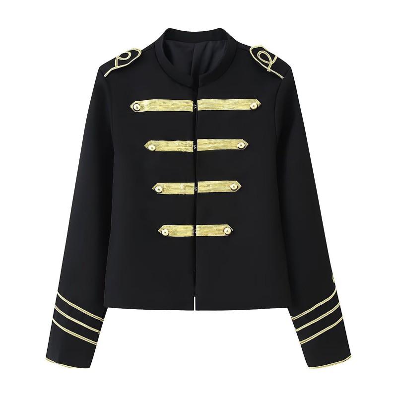 Veste Courte Femme Coupe Ample 2026 avec Boutons-Pression Dorés Style Streetwear