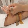 Stainless Steel Tassel Bangle Ring, Light Luxury High-end Ring, Color-block Titanium Steel Open Bangle
