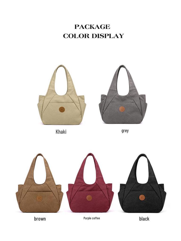 2025 Women's One-Shoulder Bag: Trendy, Versatile Canvas Handbag with Large Capacity, Simple Korean Style, Solid Color.
