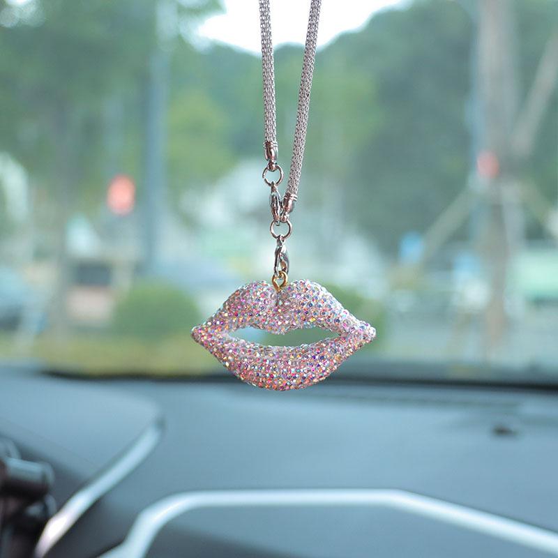 Rhinestone Bow Polymer Clay Car Rearview Mirror Hanging Ornament