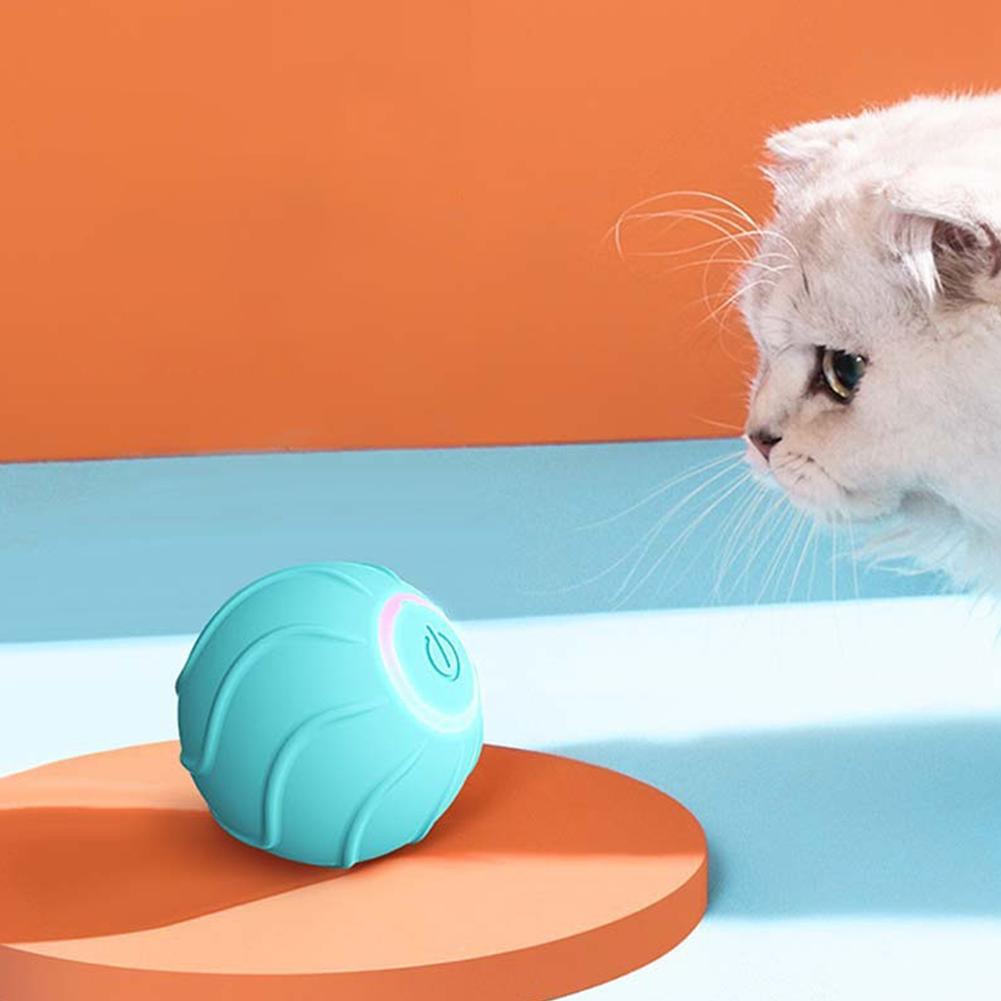 Interactive Cat Toy Ball Obstacle Avoidance Auto Rotating Ball USB Rechargeable Smart Pet Toy Ball Electric for Cat Indoor