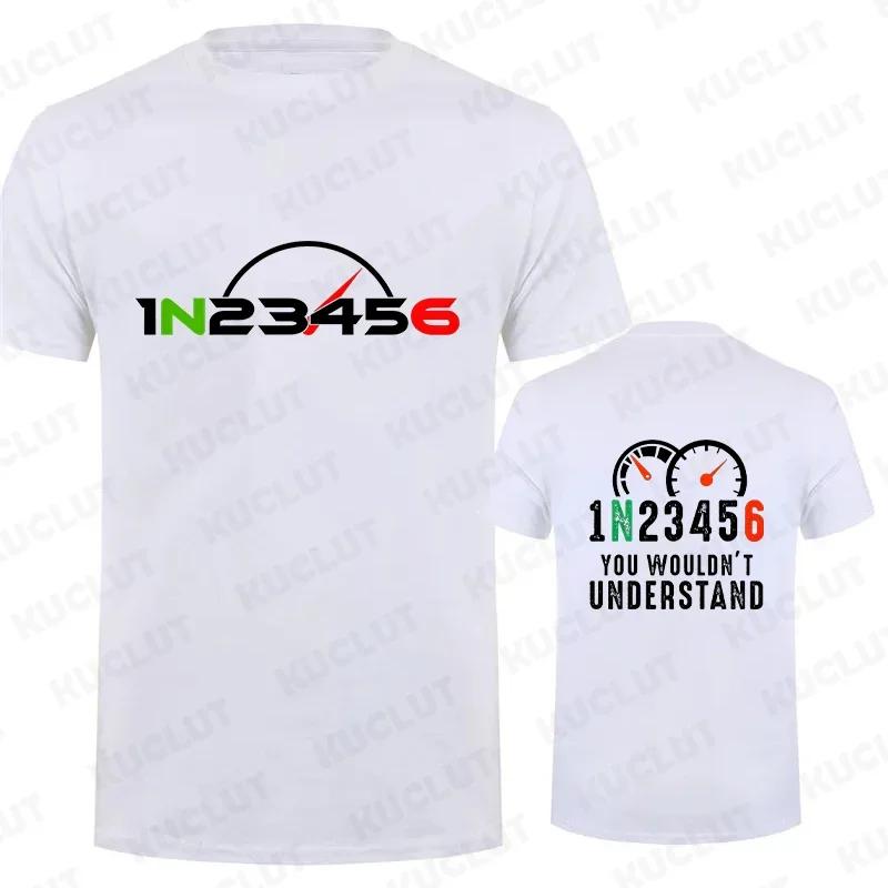 Casual Men T-Shirt Summer Short Sleeve Tees Shirt 1N23456 Motorcycle Gear Shift Biker Print Tops Fashion Men Street Clothing
