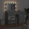 Makeup Table with Mirror Lighting (2 pcs) Gray Particleboard