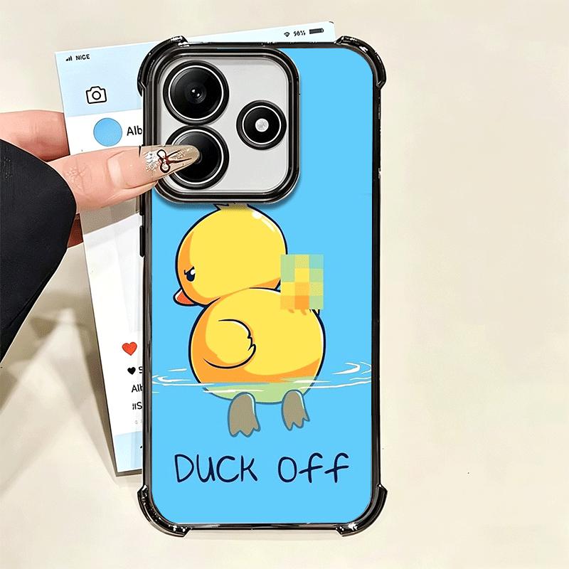 Funny Cute Cartoon Duck Plating Phone Case For Xiaomi Poco X5 X6 X7 X8 Pro Max F8 Ultra F7 M8 M7 M5S Redmi 15C 15 14C 13C 13 X3