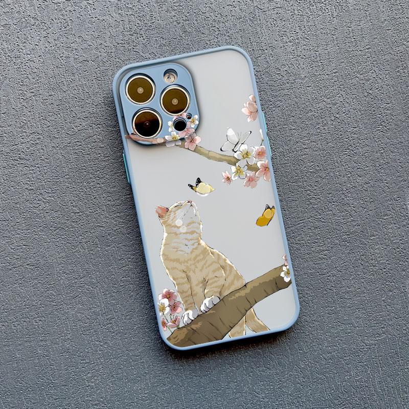 

Милые Кошки Цветочный Чехол Для iPhone 16 15 14 Plus Pro Max 13 12 11 Pro Max Mini 7 8 Plus X XR XS SE2 Чехлы Для Телефона Ударопрочный Чехол iphone 14Plus