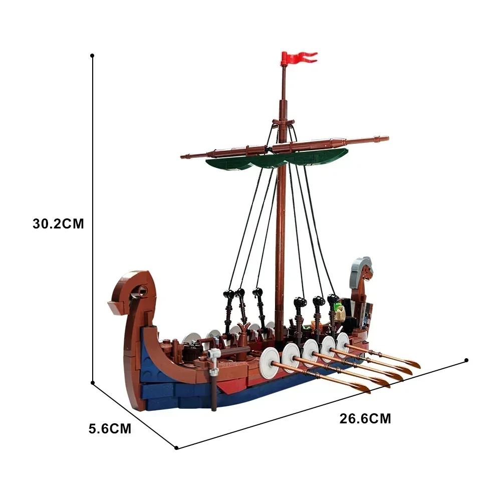 468PCS Medieval Vikinged Ship Ocean Adventure Navigation Pirate Boat Building Blocks Modular Technology Kid Brick Toy Adult Gift