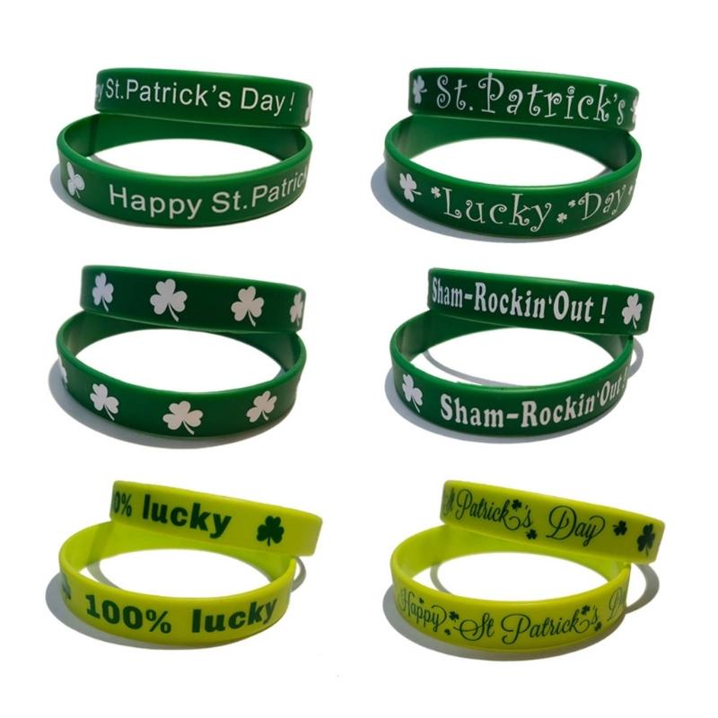 10 stuks Sint Patrick's Dag Siliconen Armband Vakantie Festival Cadeau voor Kind Kinderen Podiumoptreden Cadeau Geschenken