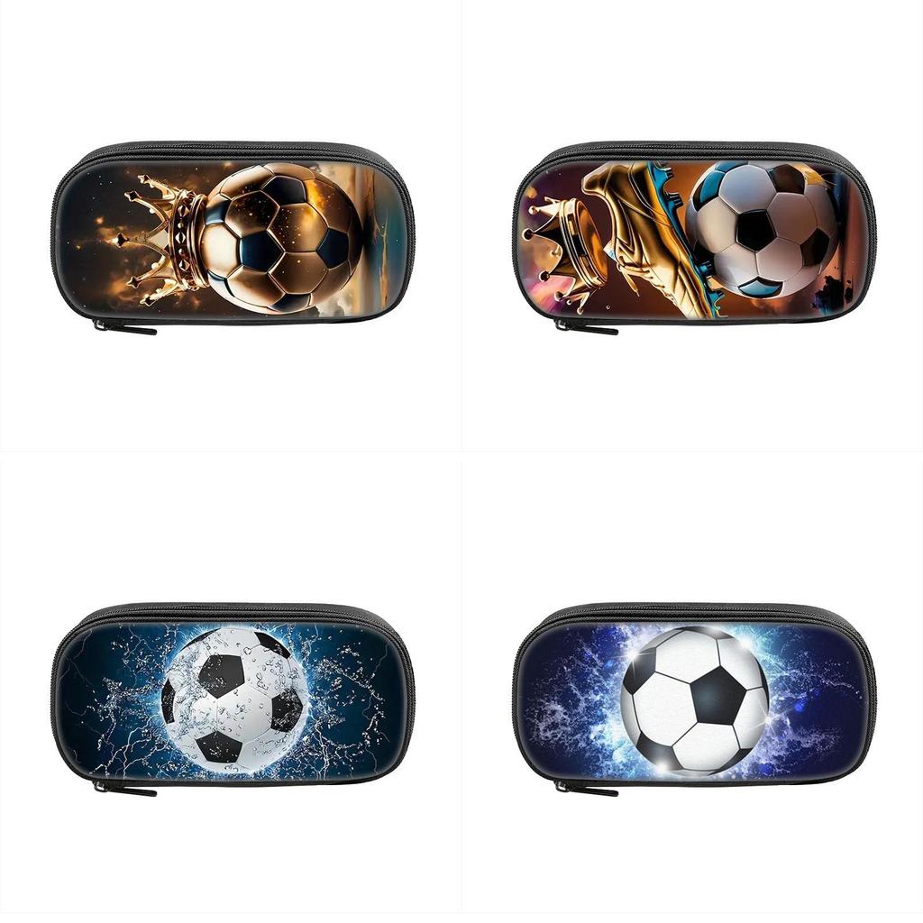 Sports Themed Polyester Pencil Case With Multiple Compartments For Students And Kids