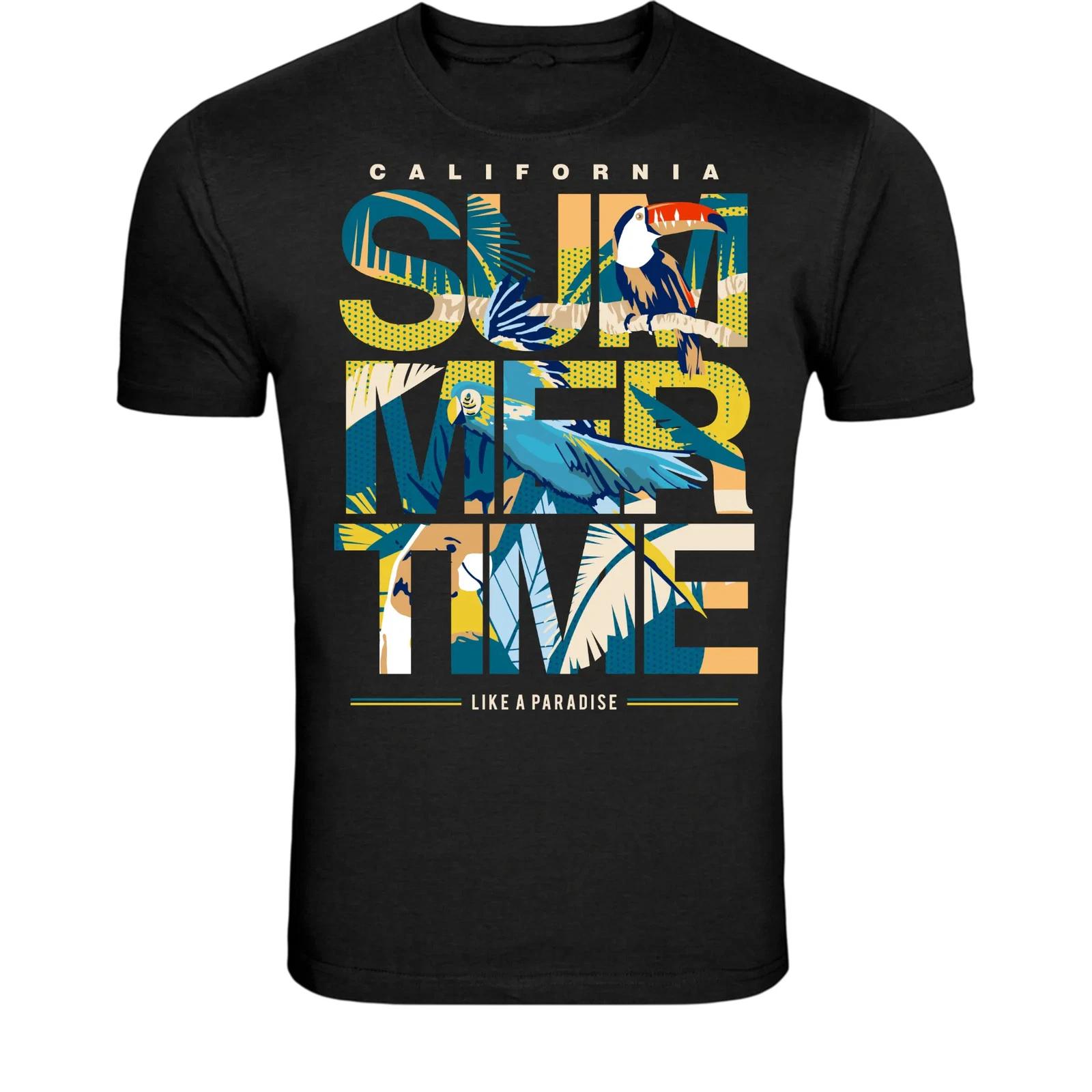 California Summer Time Toucan T-Shirt - Tropical Beach Graphic XS