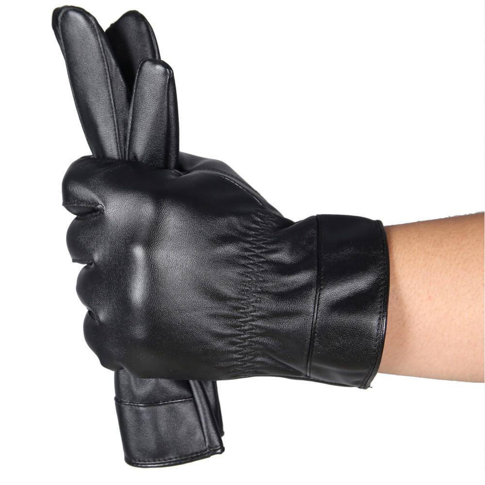 Fashion Mens Luxury Leather Super Driving Warm Winter Gloves Cashmere Mittens