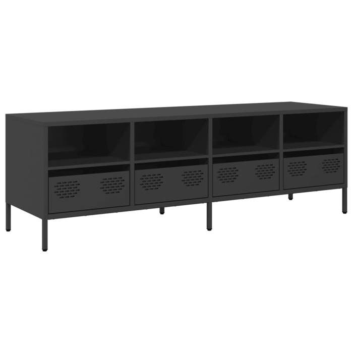 VidaXL Meuble TV noir 135x39x43,5 cm acier laminé à froid, support TV, buffet TV, armoire hifi, banc TV, armoire en métal, 851328