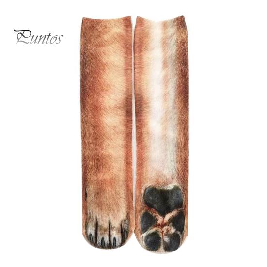 Washable Socks 1 Pair Long 3D Cartoon Animal Paw Print Athletic Soft Comfortable Stretchy Machine Indoor Outdoor