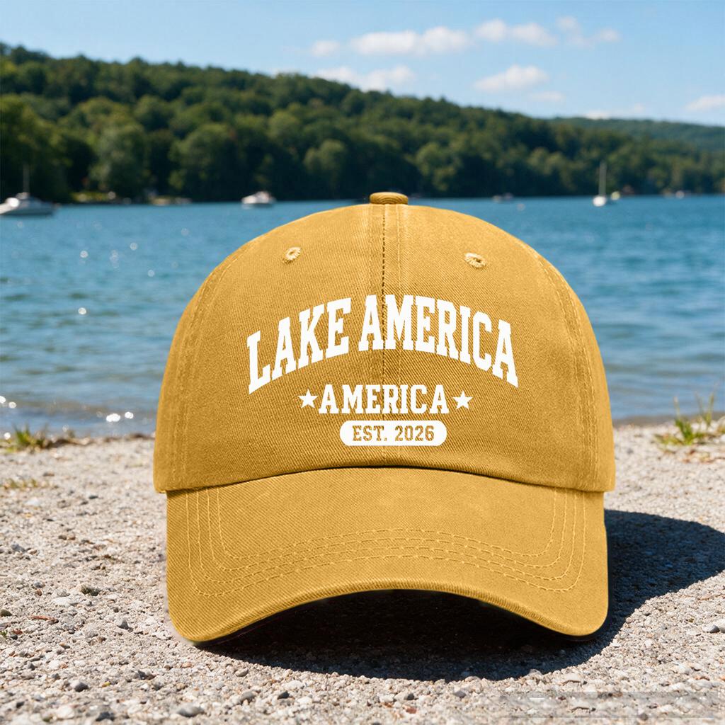 Washed Soft Top Baseball Cap AMERICAS Women's Fashion Printed Curved Brim Outdoor Sun Hat Men
