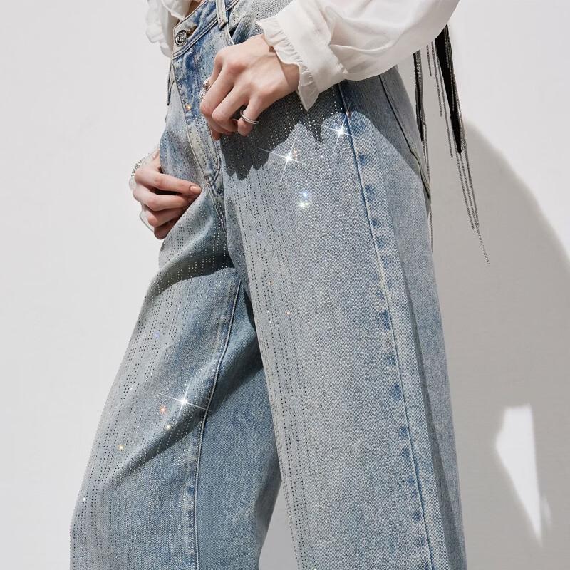 Only 2026 Meteor Star Diamond Straight Leg Jeans