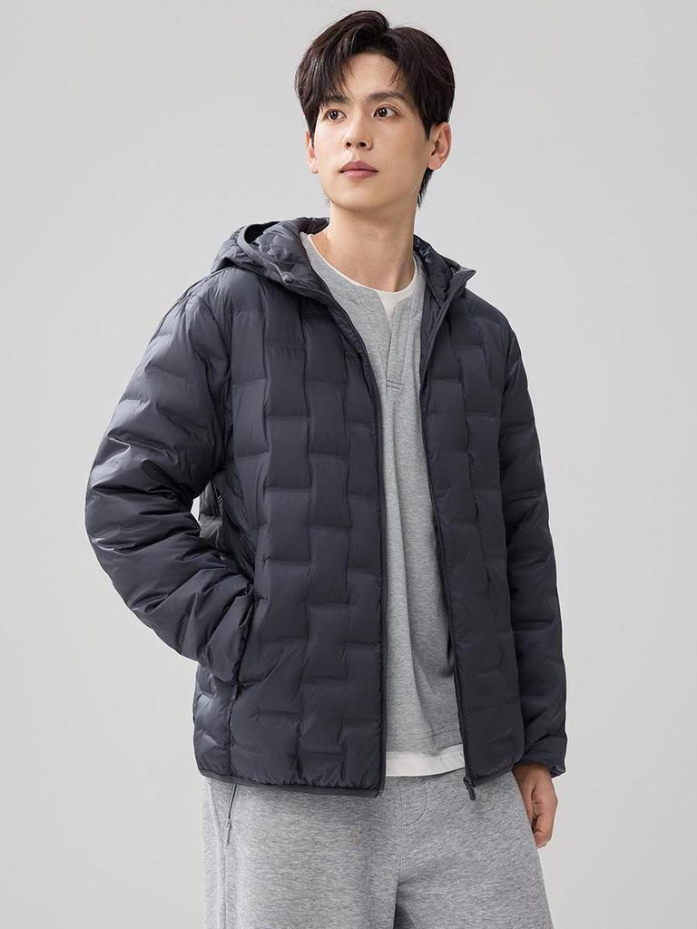 Men's Lightweight Hooded Down Jacket - 2025 Autumn/Winter Fashionable Short Style with 90% White Duck Down.