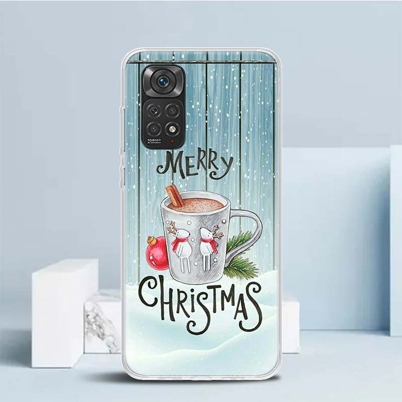 Vinterkaffe Jul Fodral för Xiaomi Redmi Note 15 14 13 12 Pro Plus Fodral 14S 11S 11T 11E 10S 10 4G Mönster Skal Redm