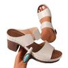 New Spring and Summer High Heel Slippers for Women European and American Fashion Trend Round-toe Sandals Large-size Women's Shoes