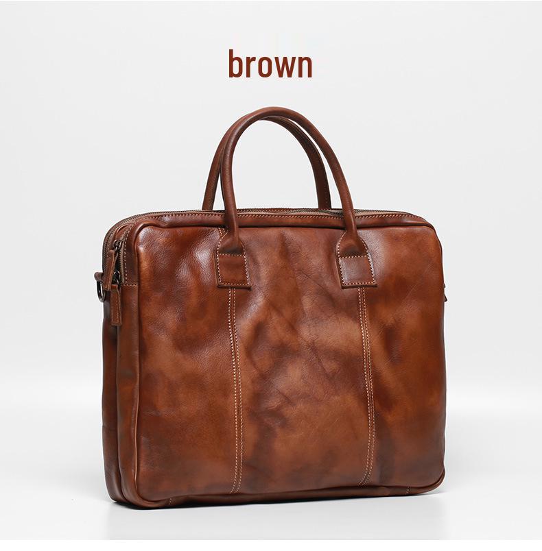 Men's Retro Genuine Leather Multi-Compartment Briefcase and Backpack