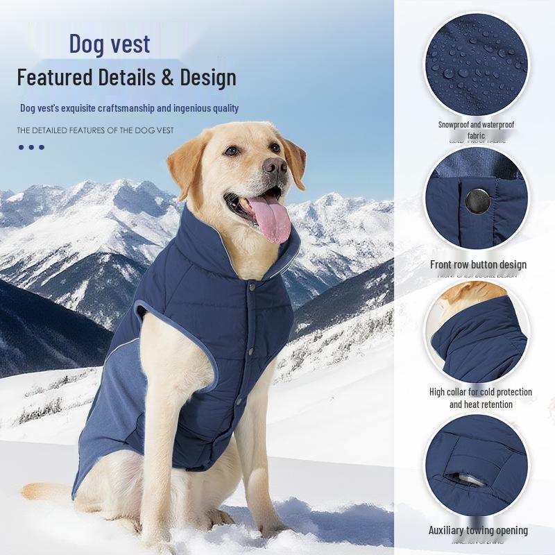 Fleece-Hunde-Weste mit hohem Kragen: Warmer, dicker Baumwollmantel für mittelgroße, kleine und große Hunde - Ideal für Herbst und Winter