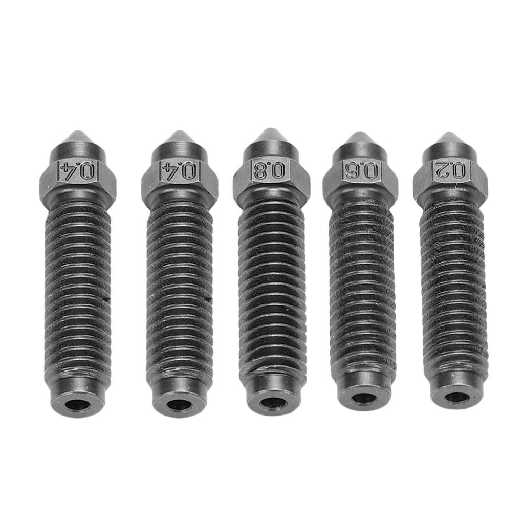 5Pcs 3D Printer Nozzle Set Replacement for Centauri Carbon Hardened Steel M6x27MM 3D Printer Nozzle 0.2MM 0.6MM 0.8MM