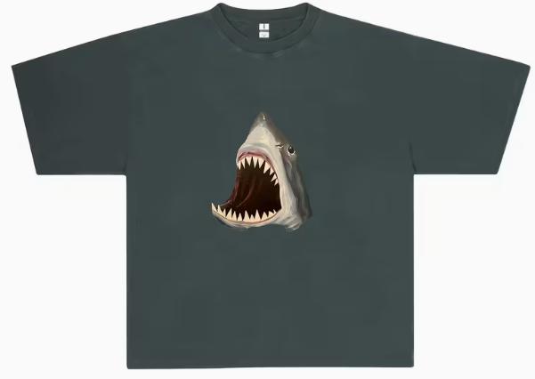 Shark Newmodel Personality Clothes Oversized Unisex Tshirt Fashion Hip Hop Street Trendy Cotton Comfortable High Quality Soft