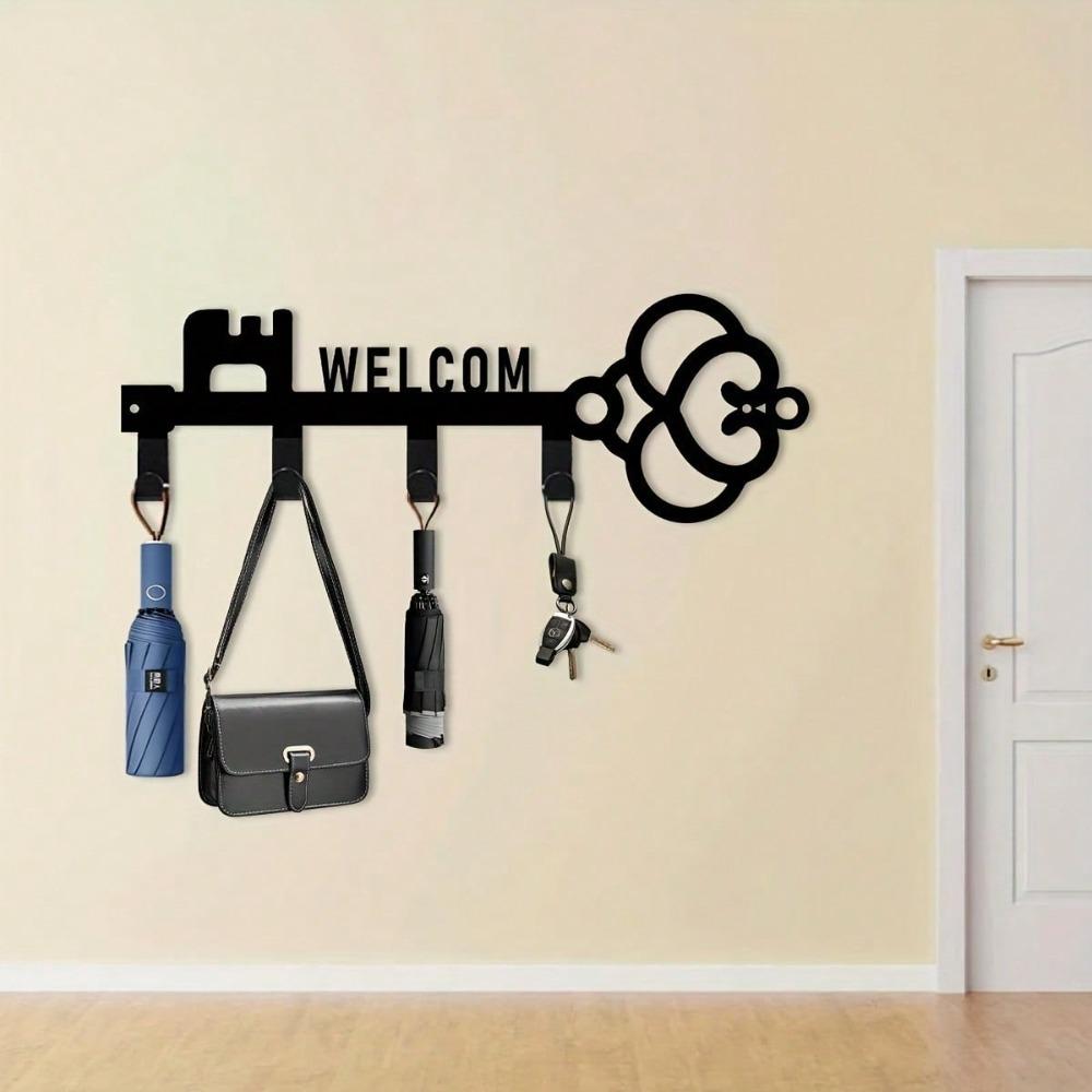 Bohemian Metal Key Holder Wall Decor with Multiple Hooks Durable Art for Home Office Porch Terrace